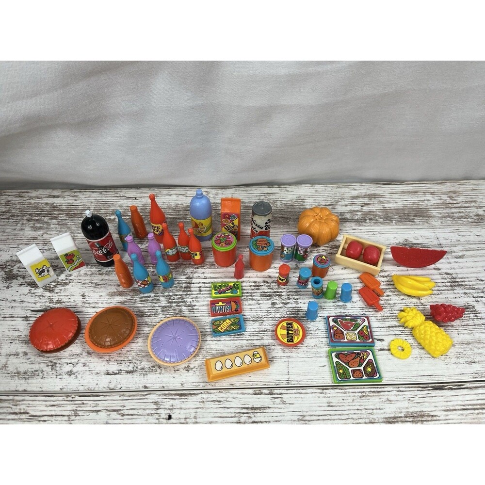 30+ VTG 70s Barbie Dream House Food & Bottles Accessories pop Milk TV Dinner